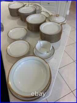 White and Golden porcelain dinner Limoges set complete with 60 pieces