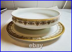 William Guerin Limoges France Covered Gravy/Sauce Boat Gold/Black Border