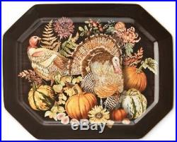Williams Sonoma Harvest Pumpkin Octagonal Turkey Plater 20 1/4 Gold Alloy