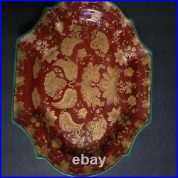 Wong Lee 1895 Tray/Platter Porcelain Red Gold Tone Floral Ornate 13 by 10