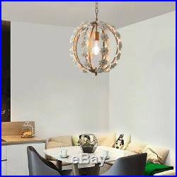 Wrought Iron Globe Pendant Light Bedroom Kitchen White Ceramic Flower Chandelier