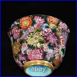Yongzheng Marked Colour Enamel Porcelain Gild Flowers Tea Cup Covered Bowl Pair