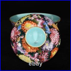 Yongzheng Marked Colour Enamel Porcelain Gild Flowers Tea Cup Covered Bowl Pair